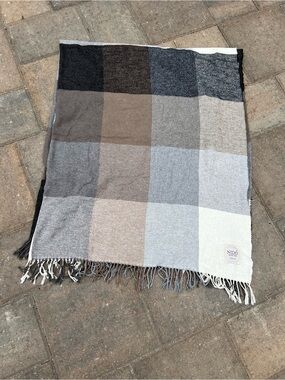 BEAUTIFUL NIDO NOTTE Plaid FRINGED ITALY Cotton THROW BLANKET